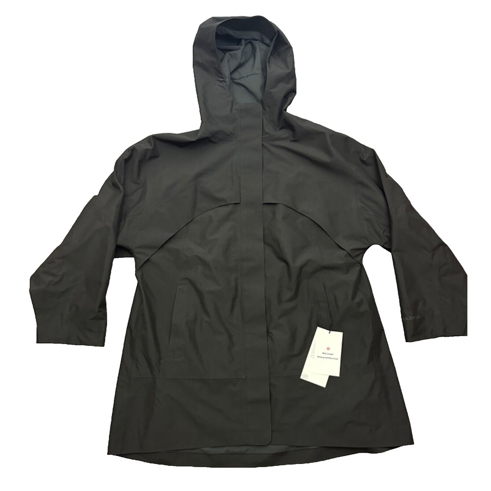 Lululemon Mid-Length Waterproof Rain Coat Jacket BLK Black Size XL